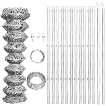 Rete di Recinzione con Pali in Acciaio Zincato 25x1,5 m Argento