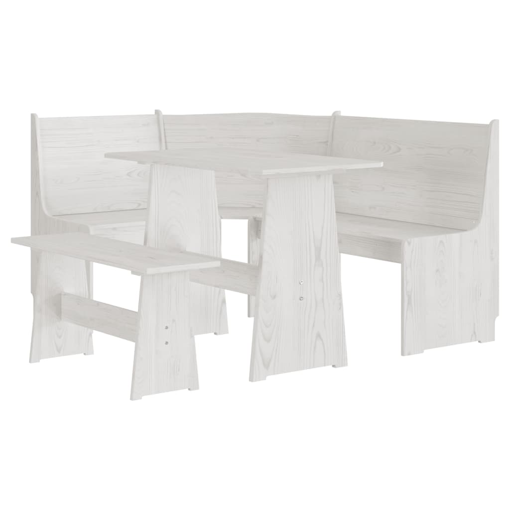 Set da Pranzo 3 pz REINE Bianco in Legno Massello di Pino - homemem39