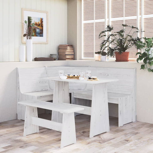 Set da Pranzo 3 pz REINE Bianco in Legno Massello di Pino - homemem39