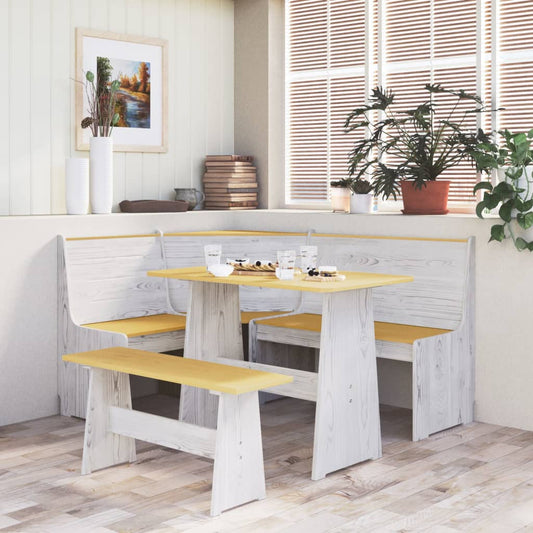 REINE 3-piece Dining Set Honey Brown and White in Pine Wood