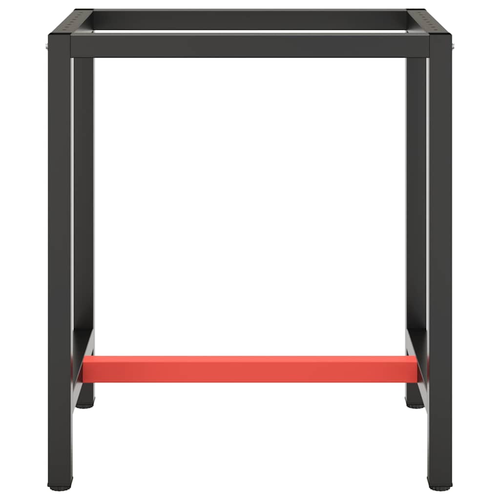 Telaio per Banco da Lavoro Nero Rosso Opaco 70x50x79 cm Metallo