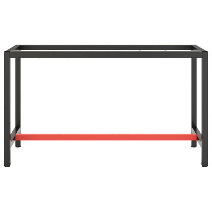 Matt Black and Red Workbench Frame 140x50x79 cm Metal