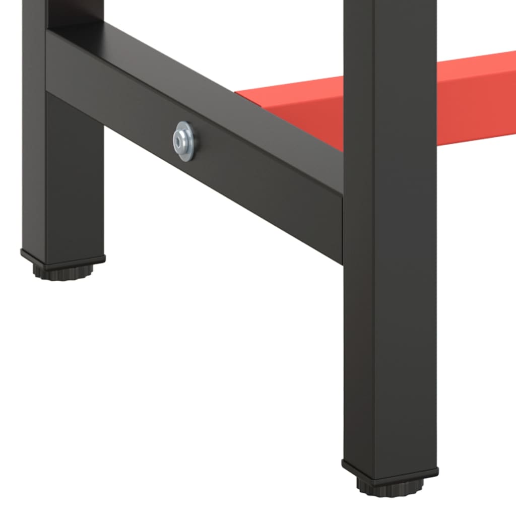 Matt Black and Red Workbench Frame 140x50x79 cm Metal