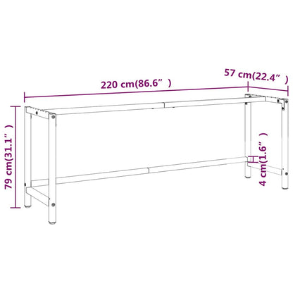 Telaio Banco da Lavoro Nero e Rosso Opaco 220x57x79 cm Metallo