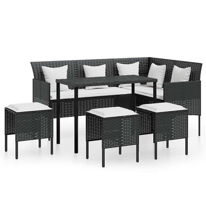 Set Divano a L con Cuscini 5 pz Nero in Polyrattan - homemem39