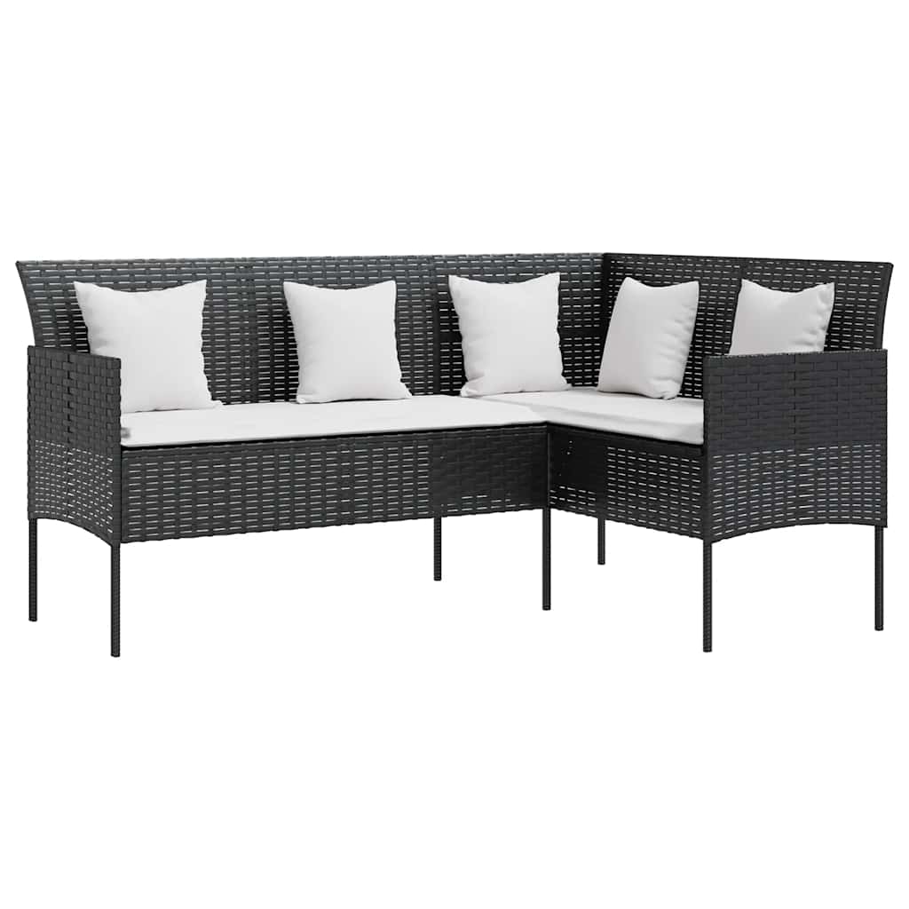 Set Divano a L con Cuscini 5 pz Nero in Polyrattan - homemem39