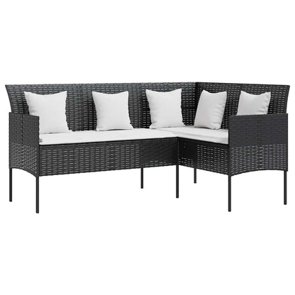 Set Divano a L con Cuscini 5 pz Nero in Polyrattan - homemem39