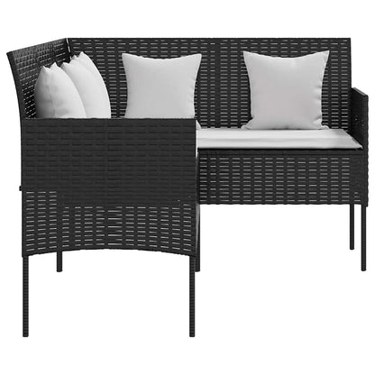Set Divano a L con Cuscini 5 pz Nero in Polyrattan - homemem39