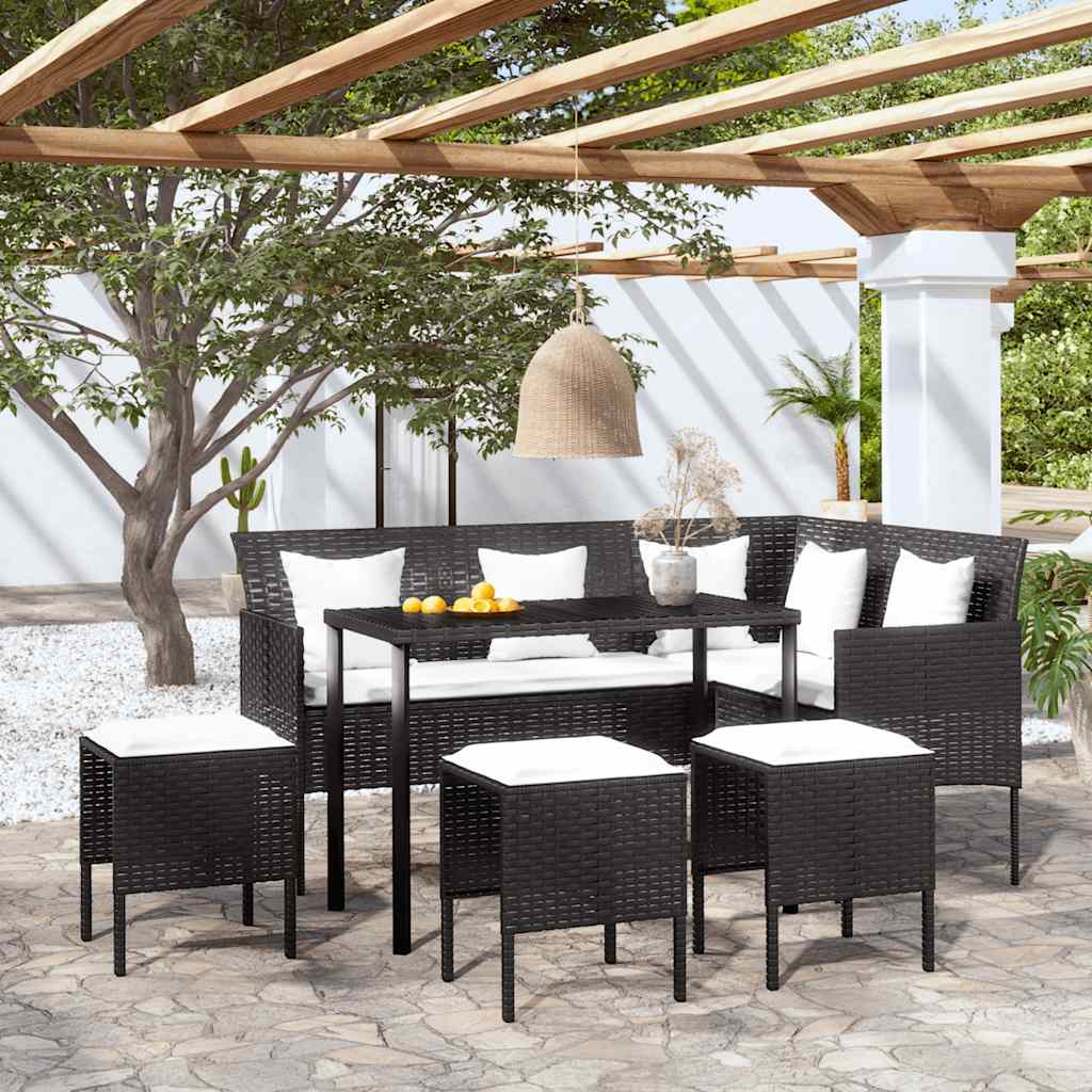 Set Divano a L con Cuscini 5 pz Nero in Polyrattan - homemem39