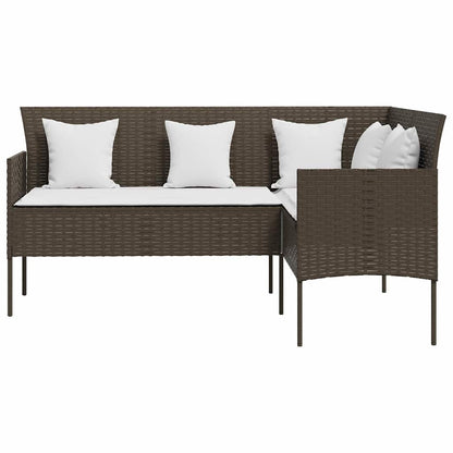 Divano a Forma di L con Cuscini in Polyrattan