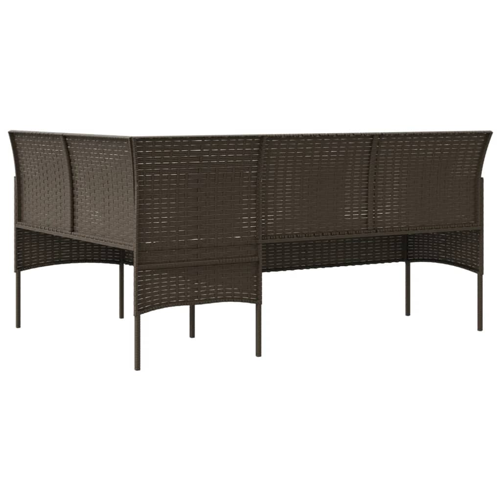 Divano a Forma di L con Cuscini in Polyrattan Marrone | homemem39
