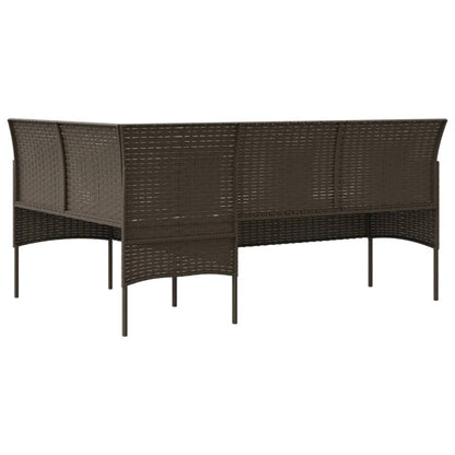 Divano a Forma di L con Cuscini in Polyrattan Marrone | homemem39