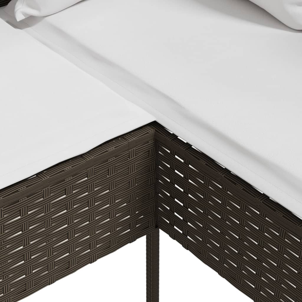 Divano a Forma di L con Cuscini in Polyrattan Marrone | homemem39