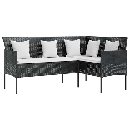 Divano a Forma di L con Cuscini in Polyrattan Nero | homemem39