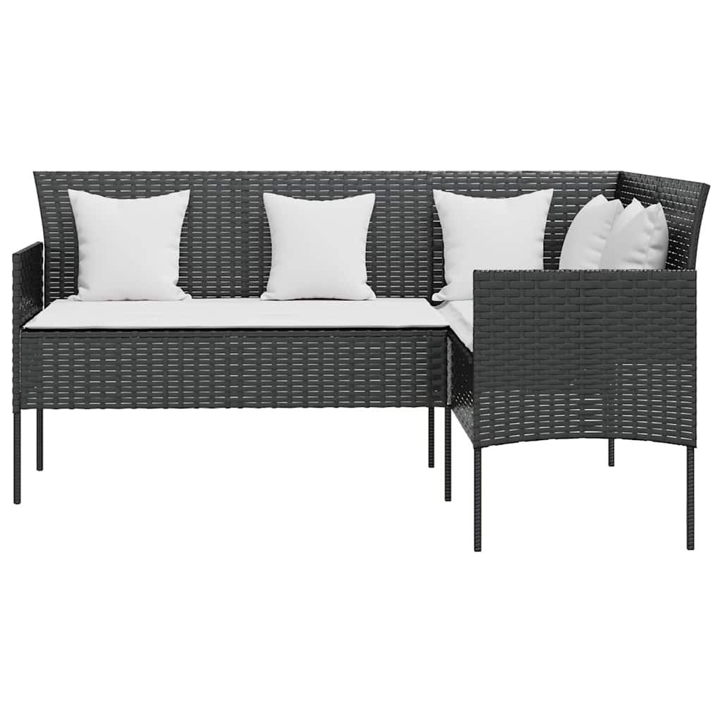 Divano a Forma di L con Cuscini in Polyrattan
