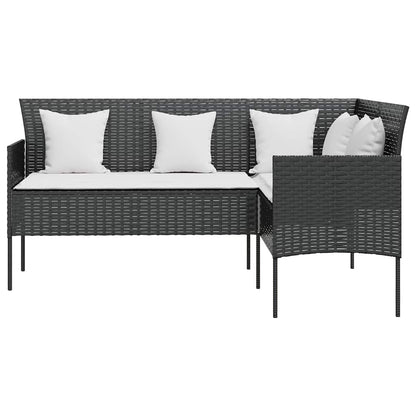 Divano a Forma di L con Cuscini in Polyrattan