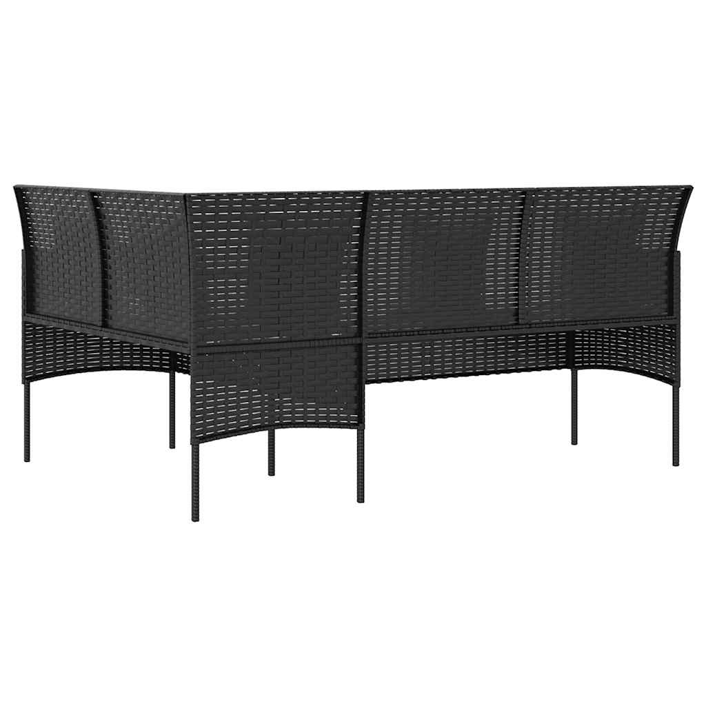 Divano a Forma di L con Cuscini in Polyrattan Nero | homemem39