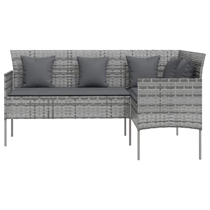 Divano a Forma di L con Cuscini in Polyrattan
