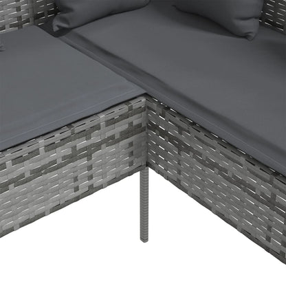 Divano a Forma di L con Cuscini in Polyrattan Grigio | homemem39