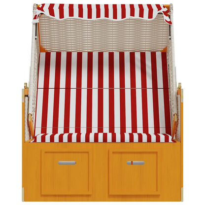 Strandkorb con Tettoia Polyrattan e Legno Massello Rosso Bianco | homemem39