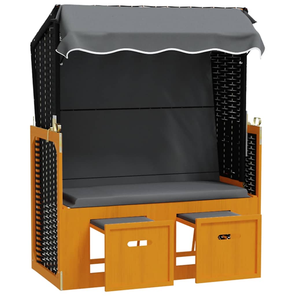 Strandkorb e Tettoria Polyrattan Legno Massello Nero Antracite | homemem39
