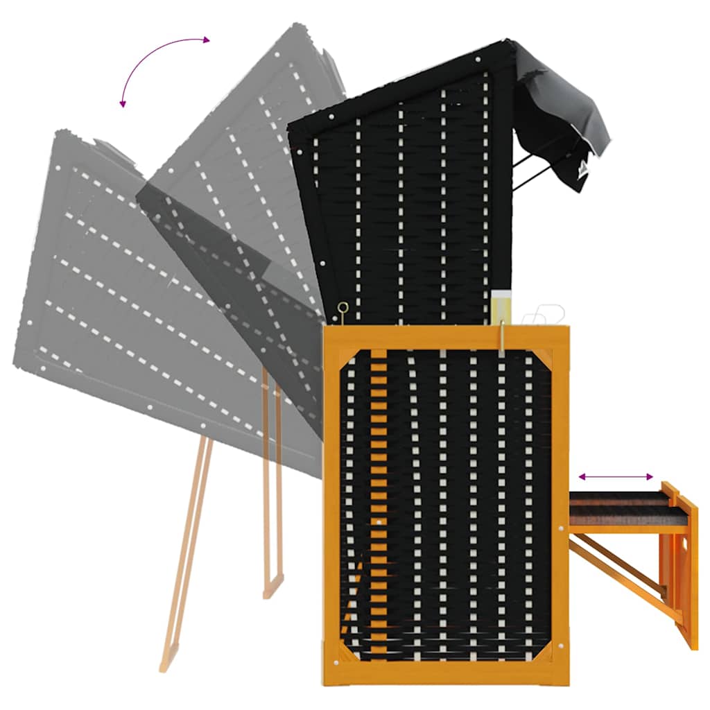 Strandkorb e Tettoria Polyrattan Legno Massello Nero Antracite | homemem39