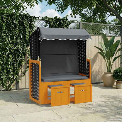 Strandkorb e Tettoria Polyrattan Legno Massello Nero Antracite | homemem39