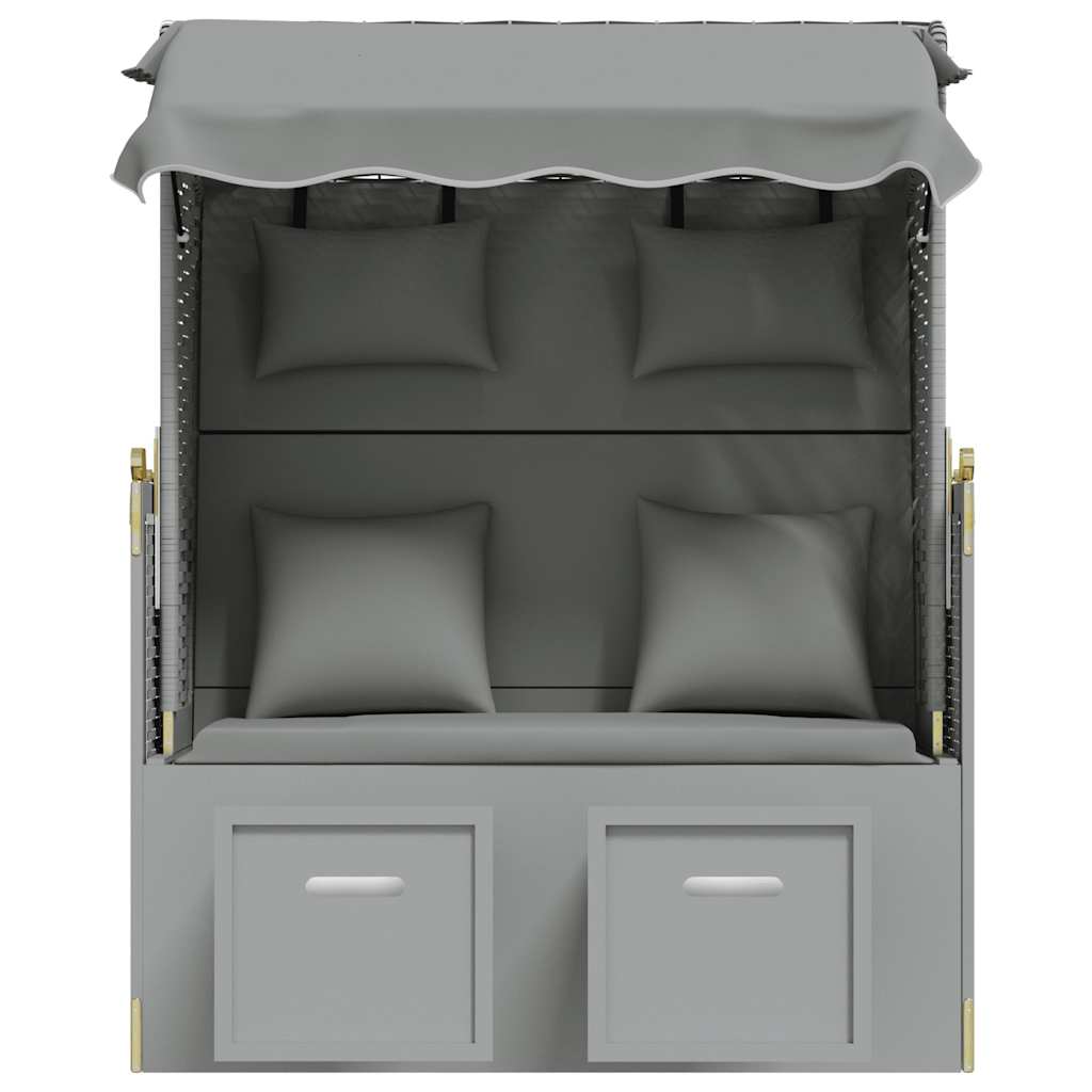 Strandkorb con Cuscini in Polyrattan e Legno Massello Grigio | homemem39