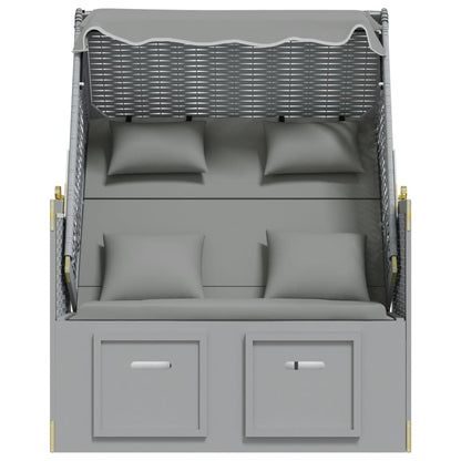 Strandkorb con Cuscini in Polyrattan e Legno Massello Grigio | homemem39