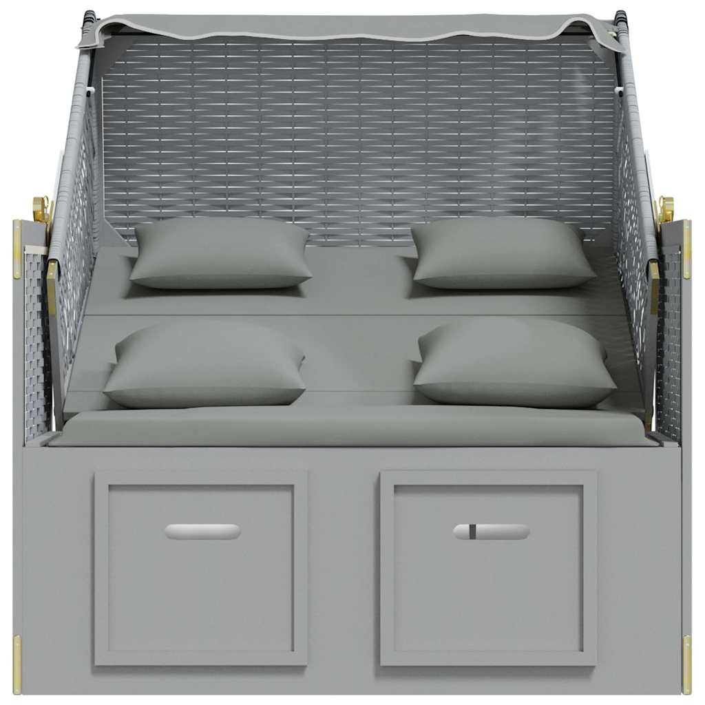 Strandkorb con Cuscini in Polyrattan e Legno Massello Grigio | homemem39