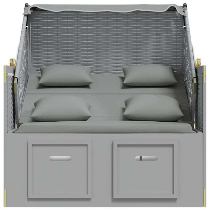 Strandkorb con Cuscini in Polyrattan e Legno Massello Grigio | homemem39