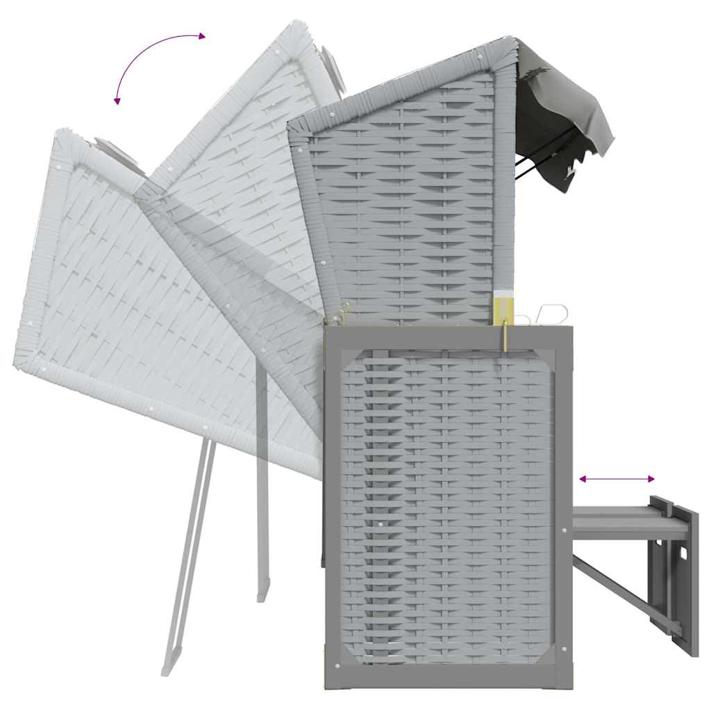 Strandkorb con Cuscini in Polyrattan e Legno Massello Grigio | homemem39