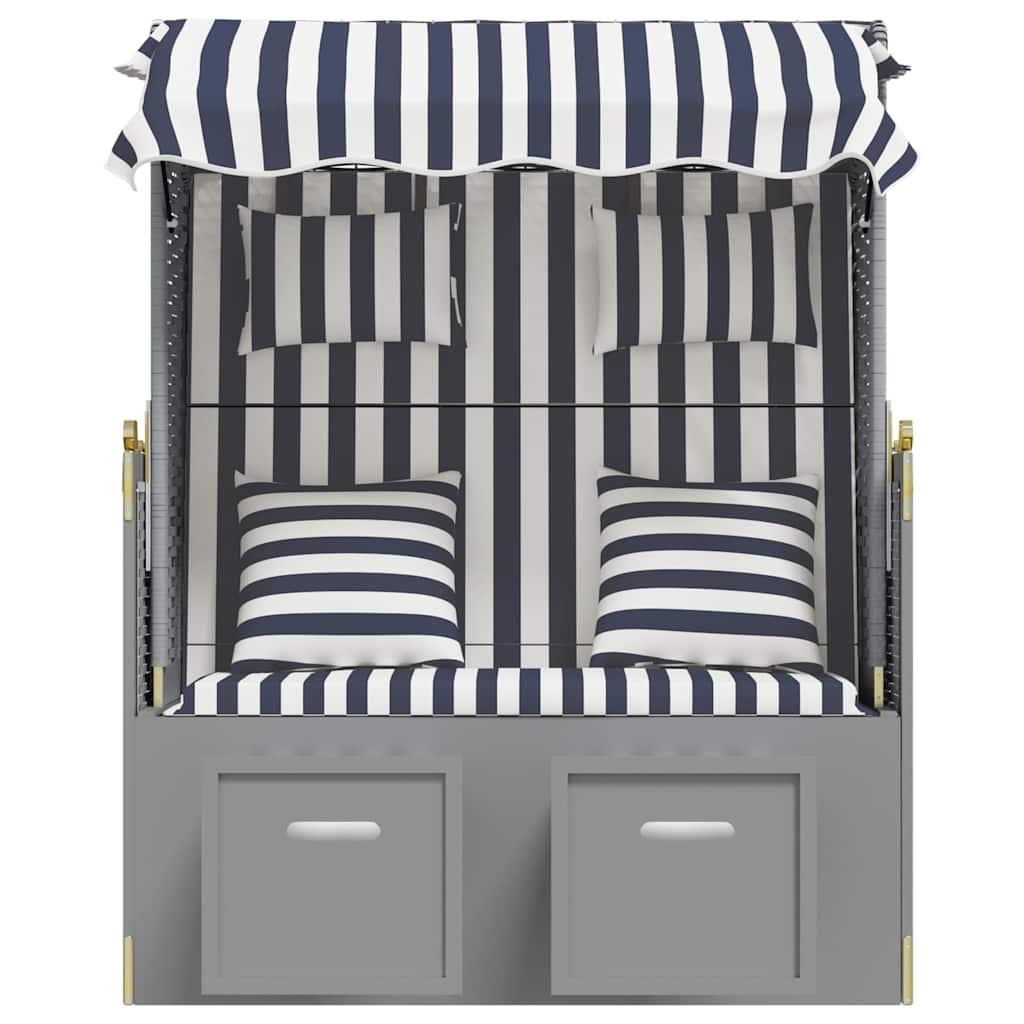Strandkorb con Cuscini Polyrattan e Legno Massello Blu e Bianco | homemem39