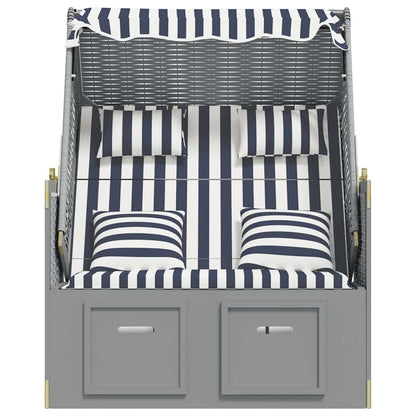 Strandkorb con Cuscini Polyrattan e Legno Massello Blu e Bianco | homemem39