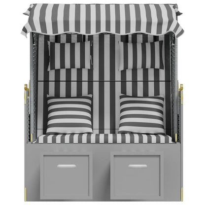 Strandkorb Cuscini Polyrattan e Legno Massello Grigio e Bianco | homemem39