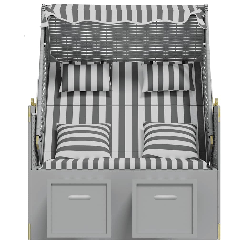 Strandkorb Cuscini Polyrattan e Legno Massello Grigio e Bianco | homemem39