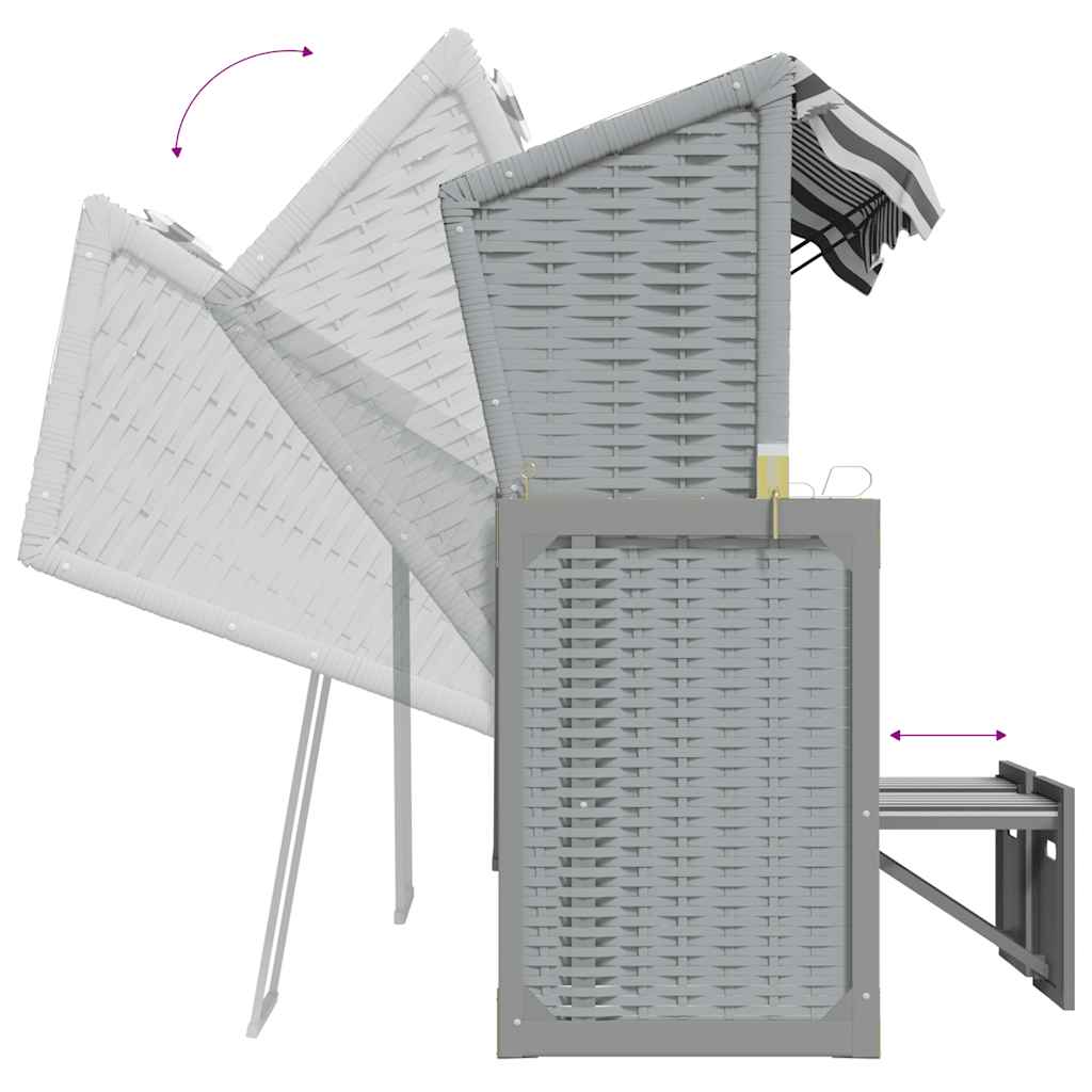 Strandkorb Cuscini Polyrattan e Legno Massello Grigio e Bianco | homemem39