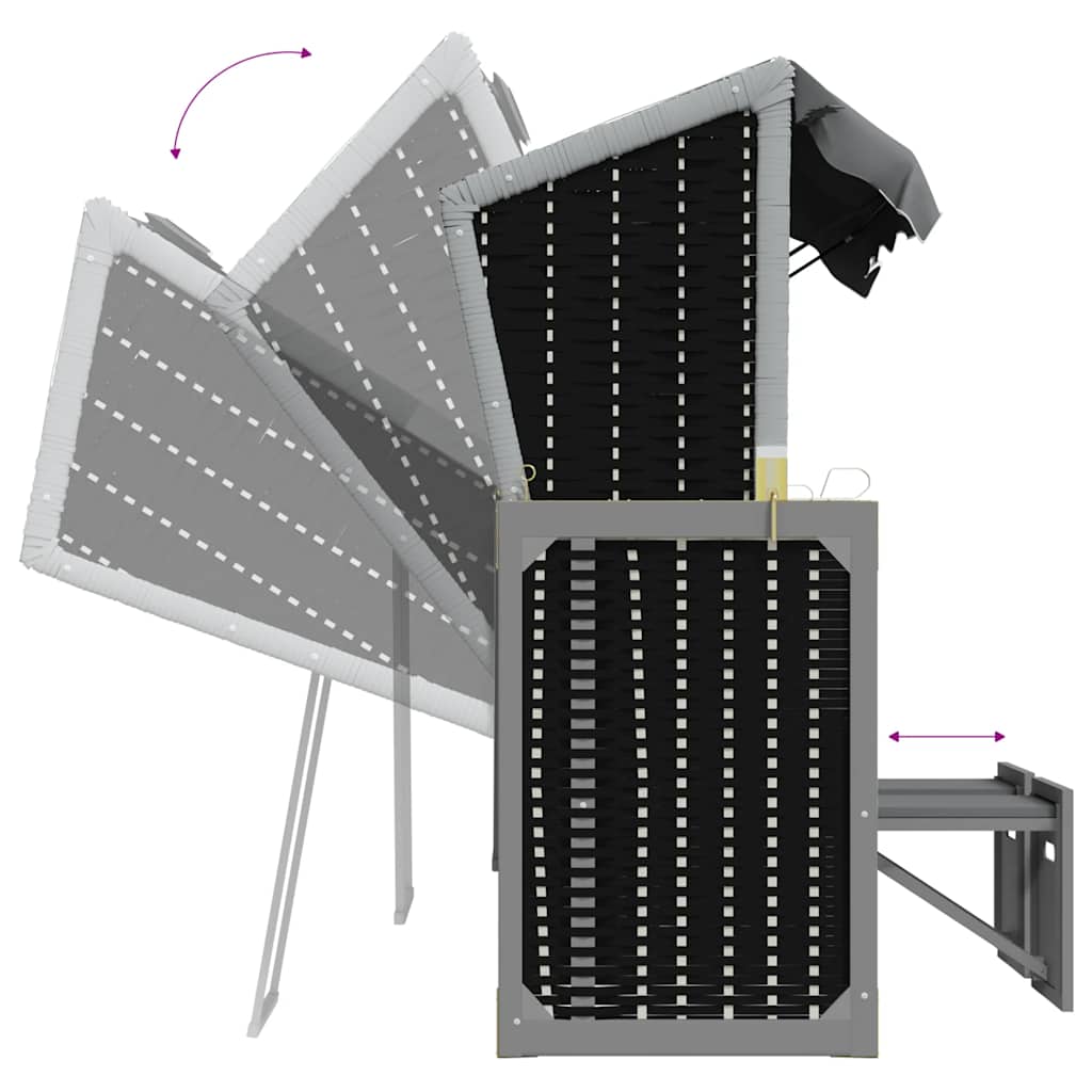 Strandkorb Cuscini Polyrattan e Legno Massello Antracite e Nero | homemem39