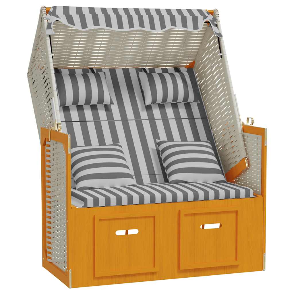 Strandkorb con Cuscini Polyrattan Legno Massello Bianco Grigio | homemem39