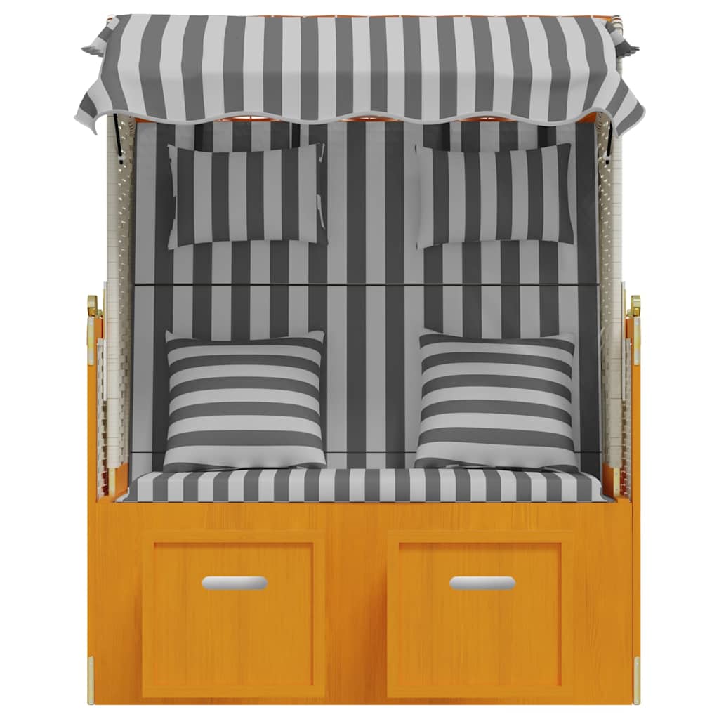 Strandkorb con Cuscini Polyrattan Legno Massello Bianco Grigio | homemem39