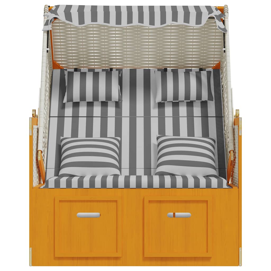 Strandkorb con Cuscini Polyrattan Legno Massello Bianco Grigio | homemem39