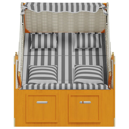 Strandkorb con Cuscini Polyrattan Legno Massello Bianco Grigio | homemem39