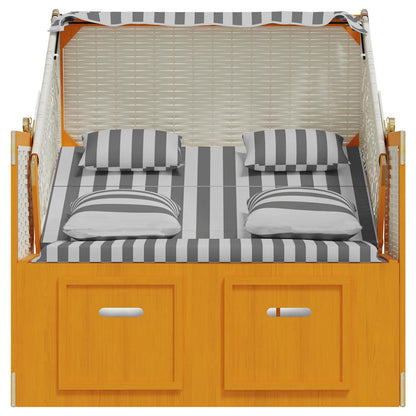 Strandkorb con Cuscini Polyrattan Legno Massello Bianco Grigio | homemem39