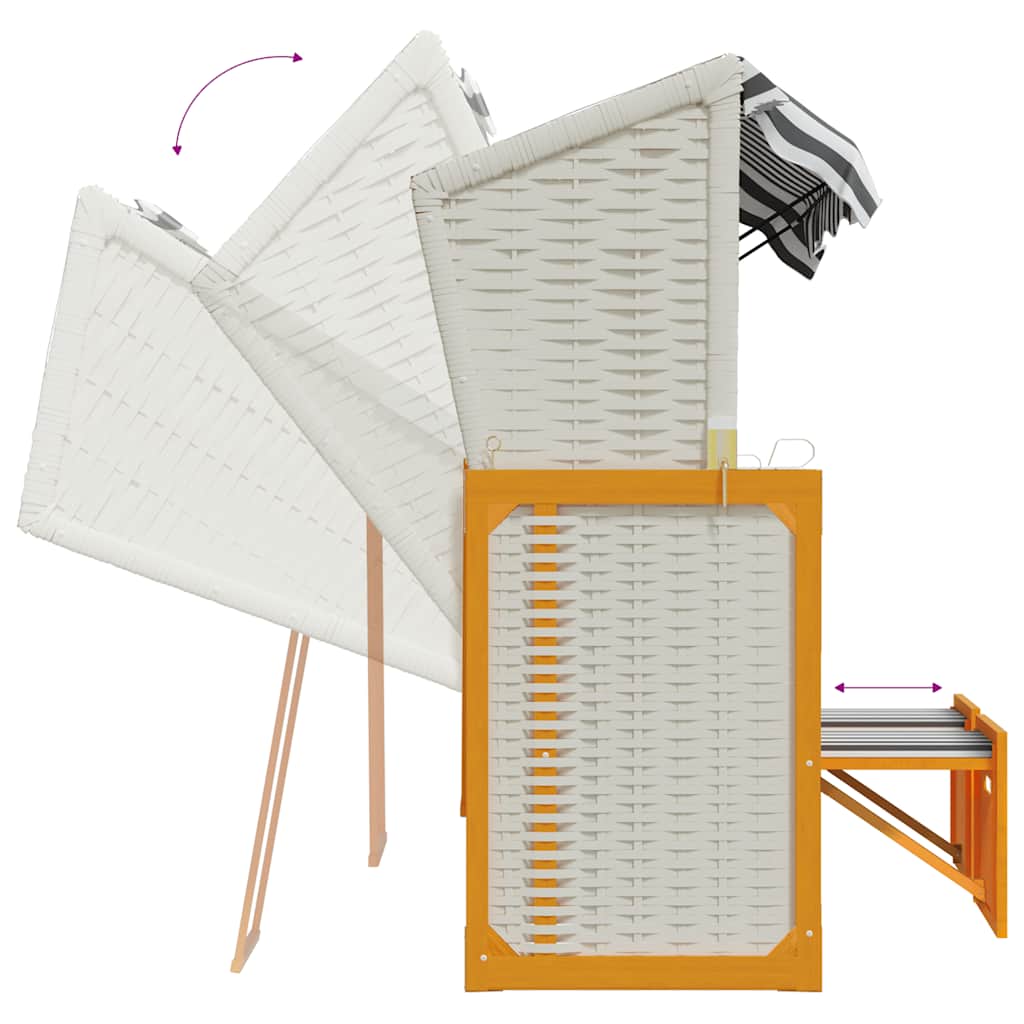 Strandkorb con Cuscini Polyrattan Legno Massello Bianco Grigio | homemem39