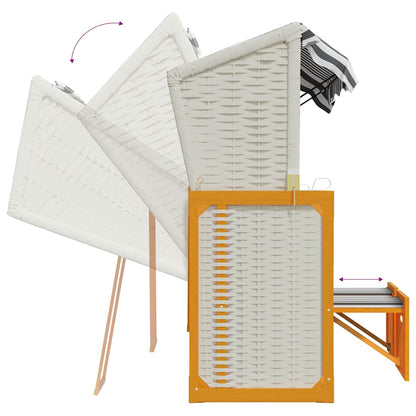 Strandkorb con Cuscini Polyrattan Legno Massello Bianco Grigio | homemem39