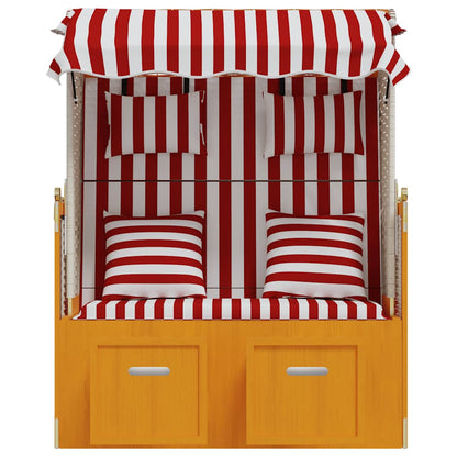 Strandkorb con Cuscini Polyrattan e Legno Massello Rosso Bianco | homemem39