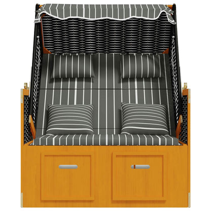 Strandkorb con Cuscini Polyrattan Legno Massello Nero e Grigio | homemem39