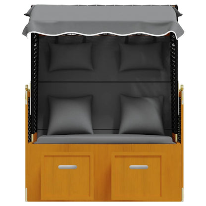 Strandkorb con Cuscino Polyrattan Legno Massello Nero Antracite | homemem39
