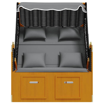 Strandkorb con Cuscino Polyrattan Legno Massello Nero Antracite | homemem39