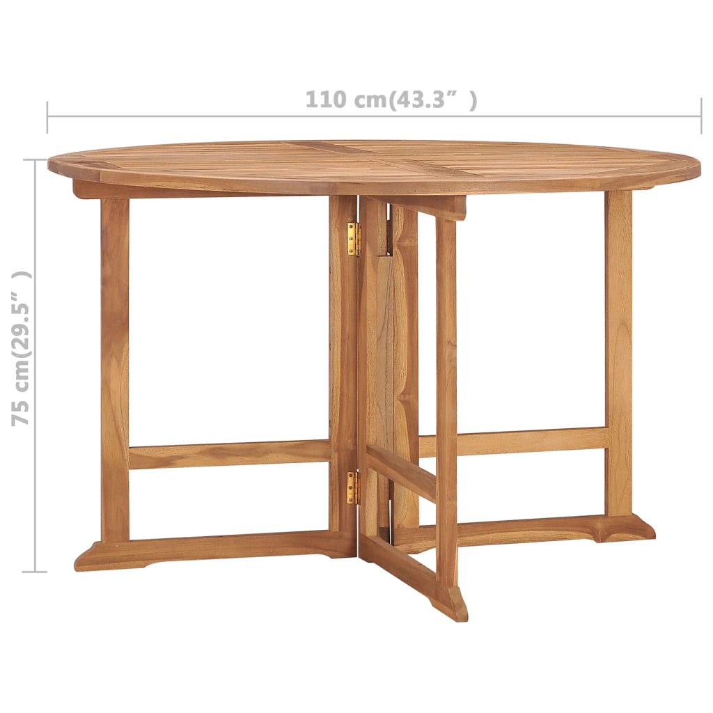 Folding Garden Table Ø110x75 cm in Solid Teak